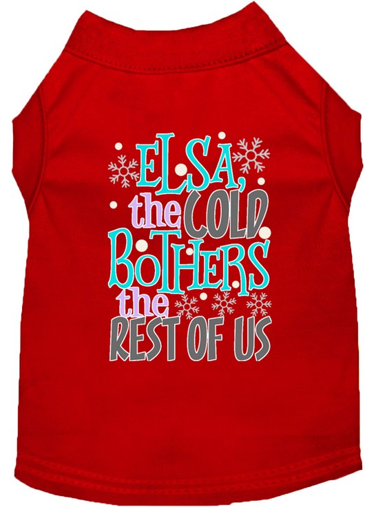 Elsa, the Cold Screen Print Dog Shirt Red XS